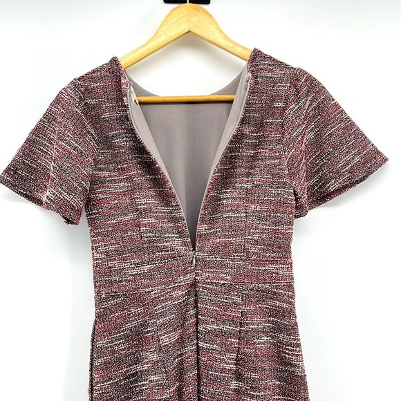 LOFT Pink Black Boucle Tweed Fit and Flare Dress with Pockets Size Petite 00P - Picture 10 of 12